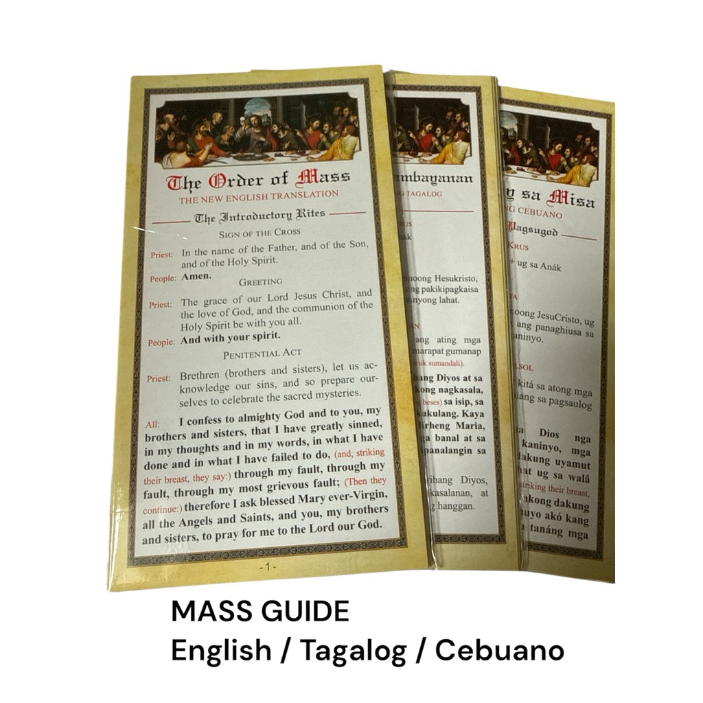 THE ORDER of MASS - Mass Guide (English / Tagalog / Cebuano) 4 x 7.5 ...