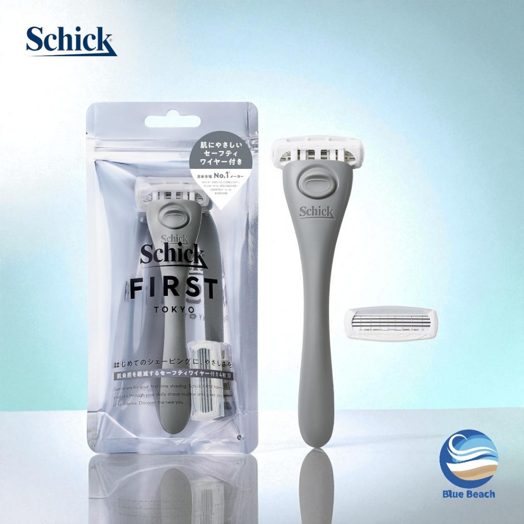 Schick First Body Shaver Holder/4 Blade Body Razor/Moisture Gel/Skin ...