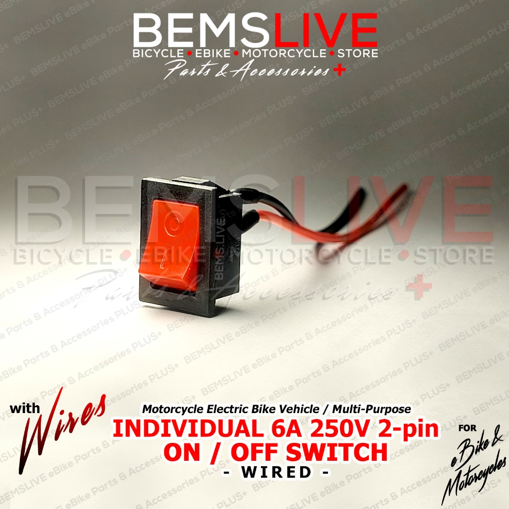 BEMS 6A 25V 2-Pin ON-OFF SWITCH with Wires for Motorcycle Electric Bike ...