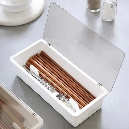 Plastic Silverware Organizer Flatware Organizer with Cover Chopsticks ...