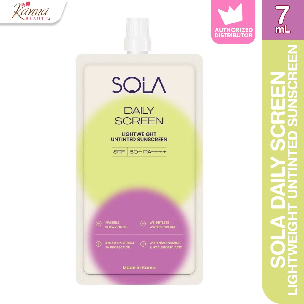 SOLA Daily Screen SPF 50+ PA++++ – 7mL | Lightweight Korean Sunscreen ...