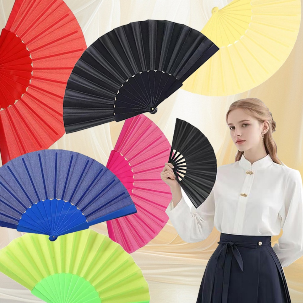 23cm Summer manual fan Plastic Fan Plain Folding Fan Candy-colored ...
