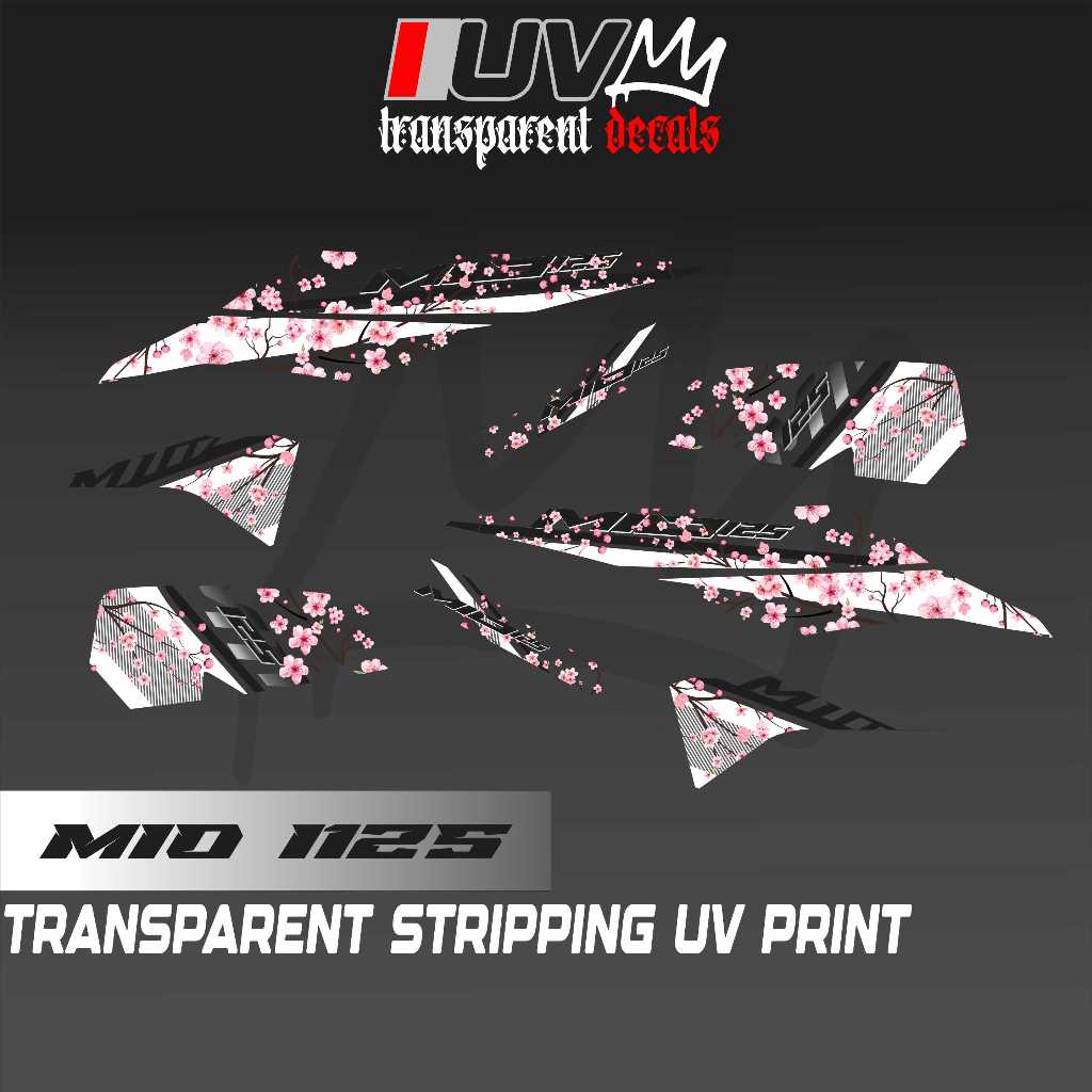TRANSPARENT YAMAHA MIO 125 M3 SAKURA DESIGN DECALS (KITA SA LAHAT NG ...