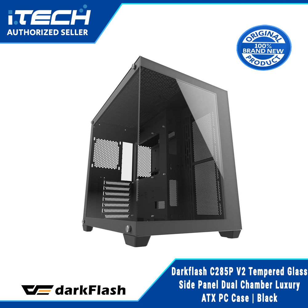 Darkflash C285P V2 Tempered Glass Side Panel Dual Chamber Luxury ATX PC ...