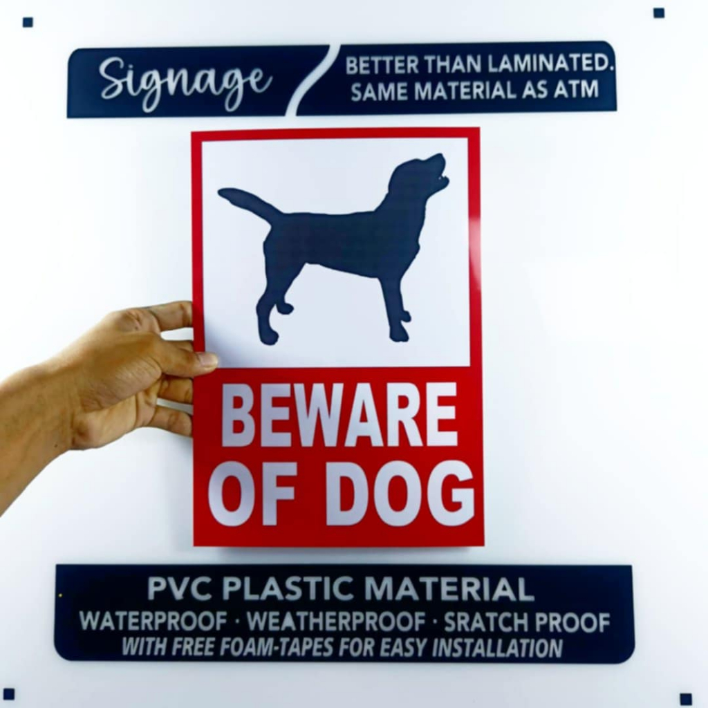 SIGNAGE - BEWARE OF DOG - RED - PVC PLASTIC MATERIAL SIGNAGE | Shopee ...