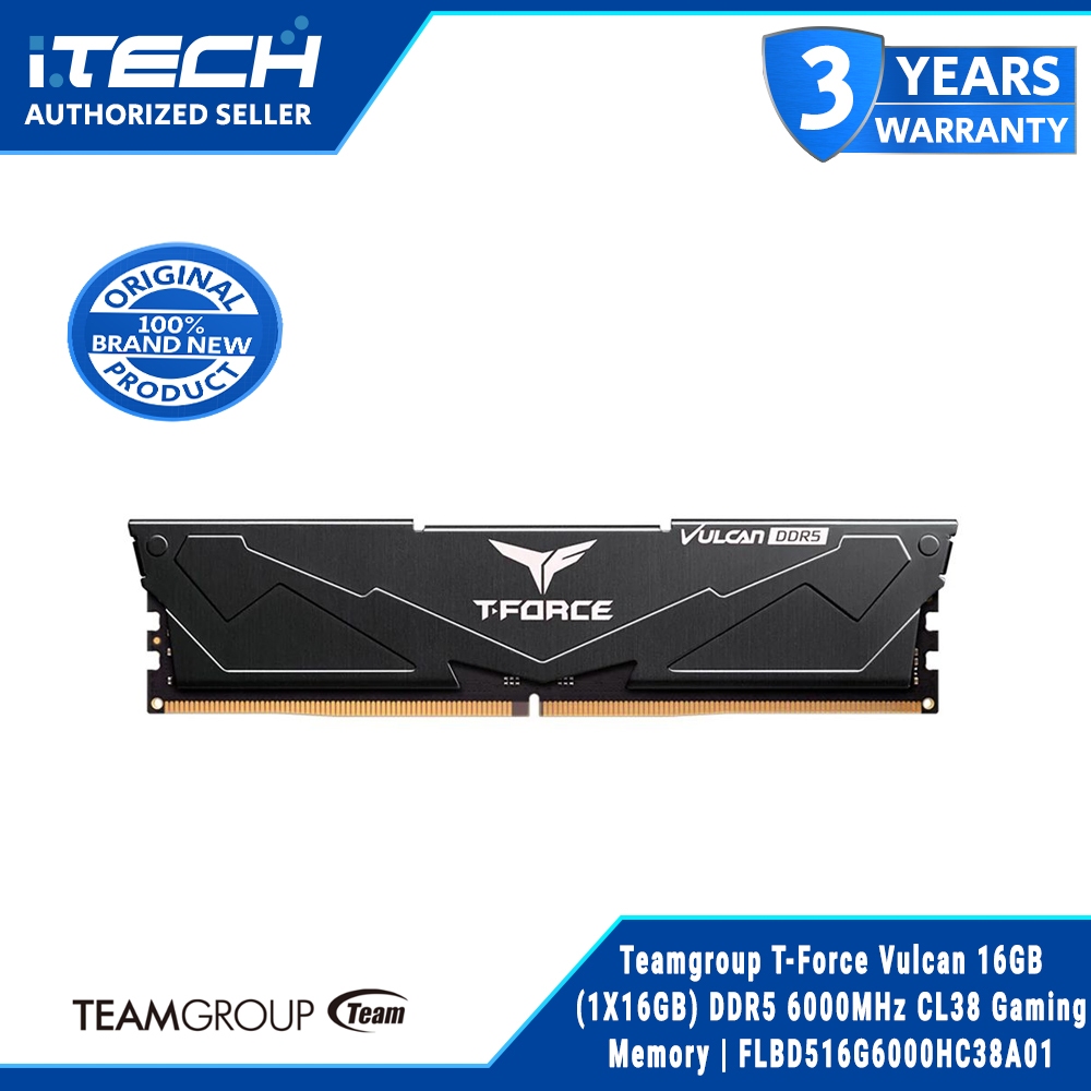 Teamgroup T-Force Vulcan 16GB (1X16GB) DDR5 6000MHz CL38 Gaming Desktop ...
