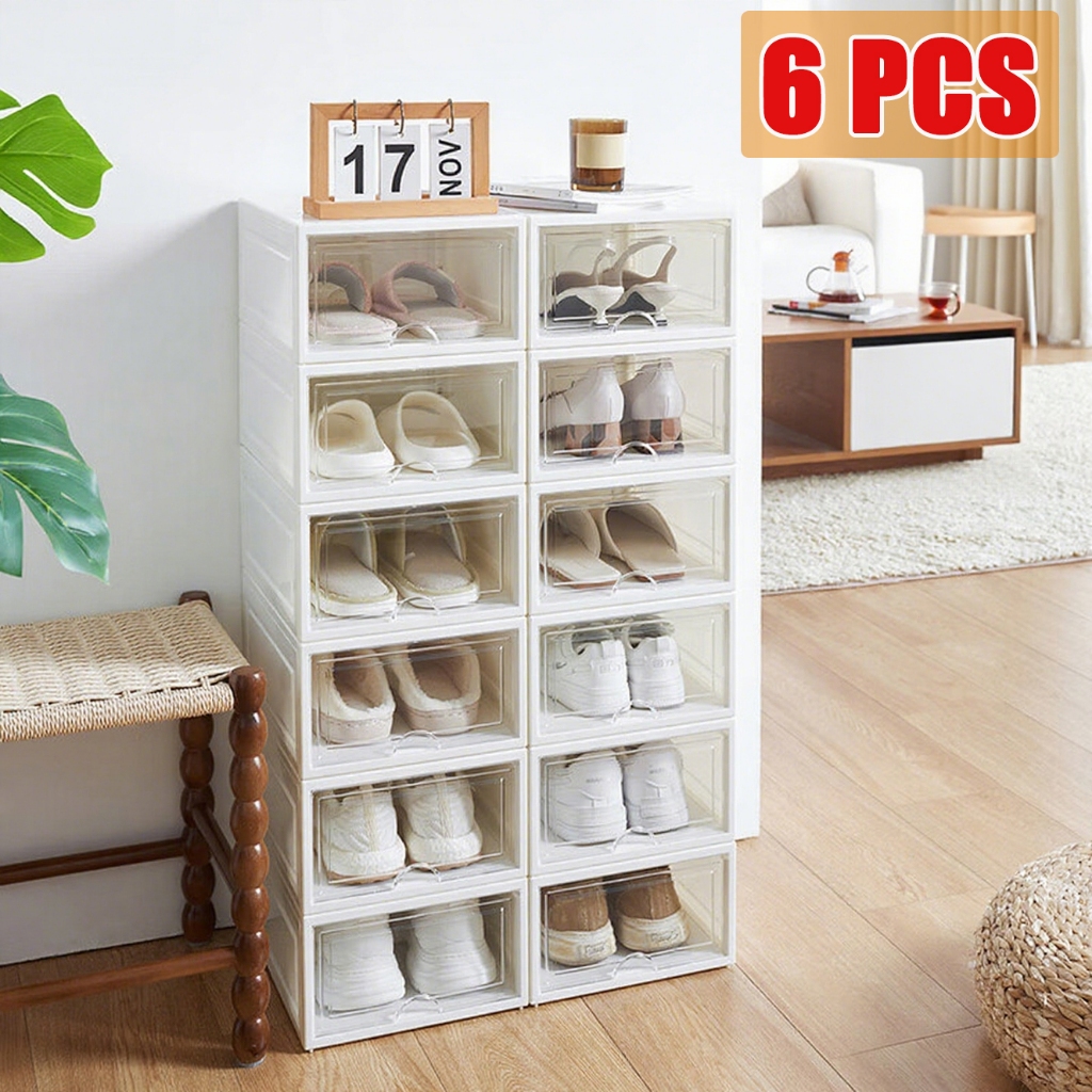 6PCS Storage Box Colorful Shoe Storage Box Rack Organizer Foldable ...