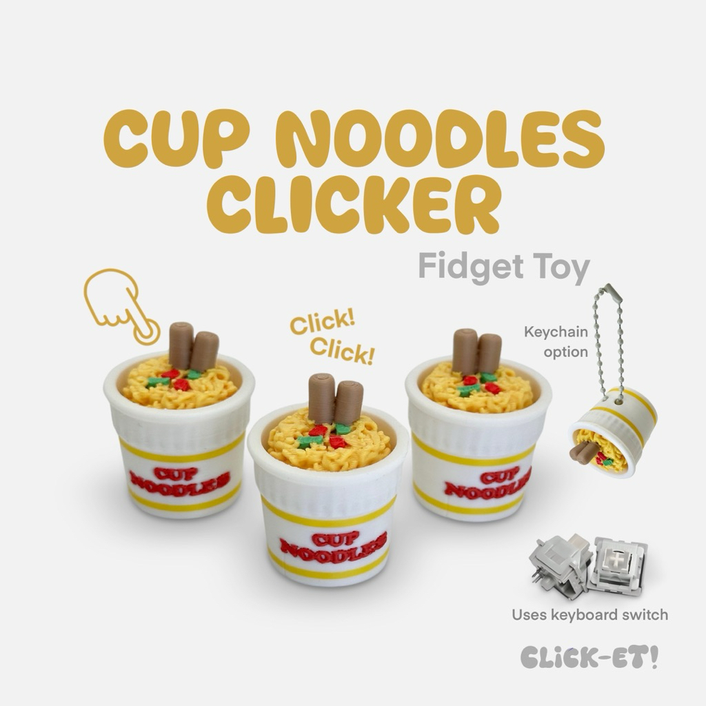 CLICK-ET! Cup Noodles Clicker Keychain by Slycelab 3D Printed Cute ...