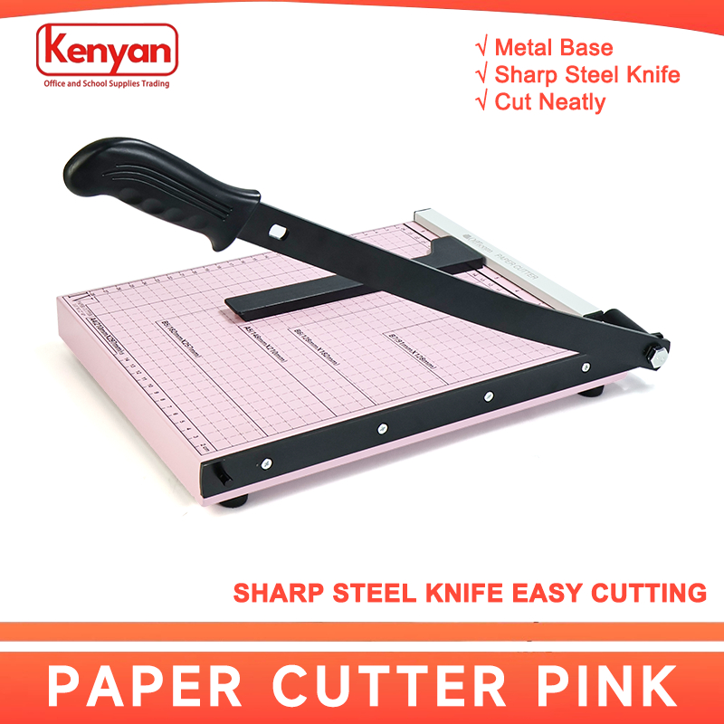 Officom Paper Cutter Metal A4 Pink 12 Sheet Capacity Safety Lock ...