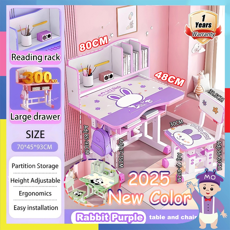 【New Color】Study Table for kids with Chairs & Reading Stand Age 3-12 ...