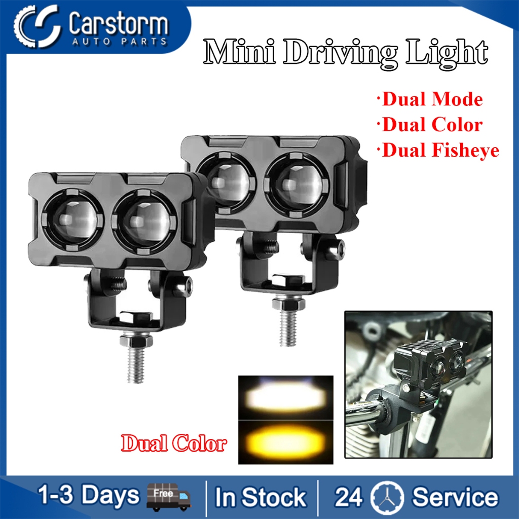 Mini Driving Light Super Bright 2 Mode 2 Color Dual Fisheye IP68 ...