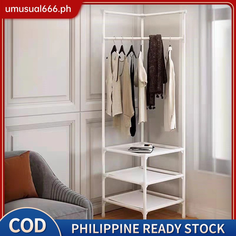 Clothes Rack Stand Hanger Corner Coat Rack Clothes Organizer Hanging ...