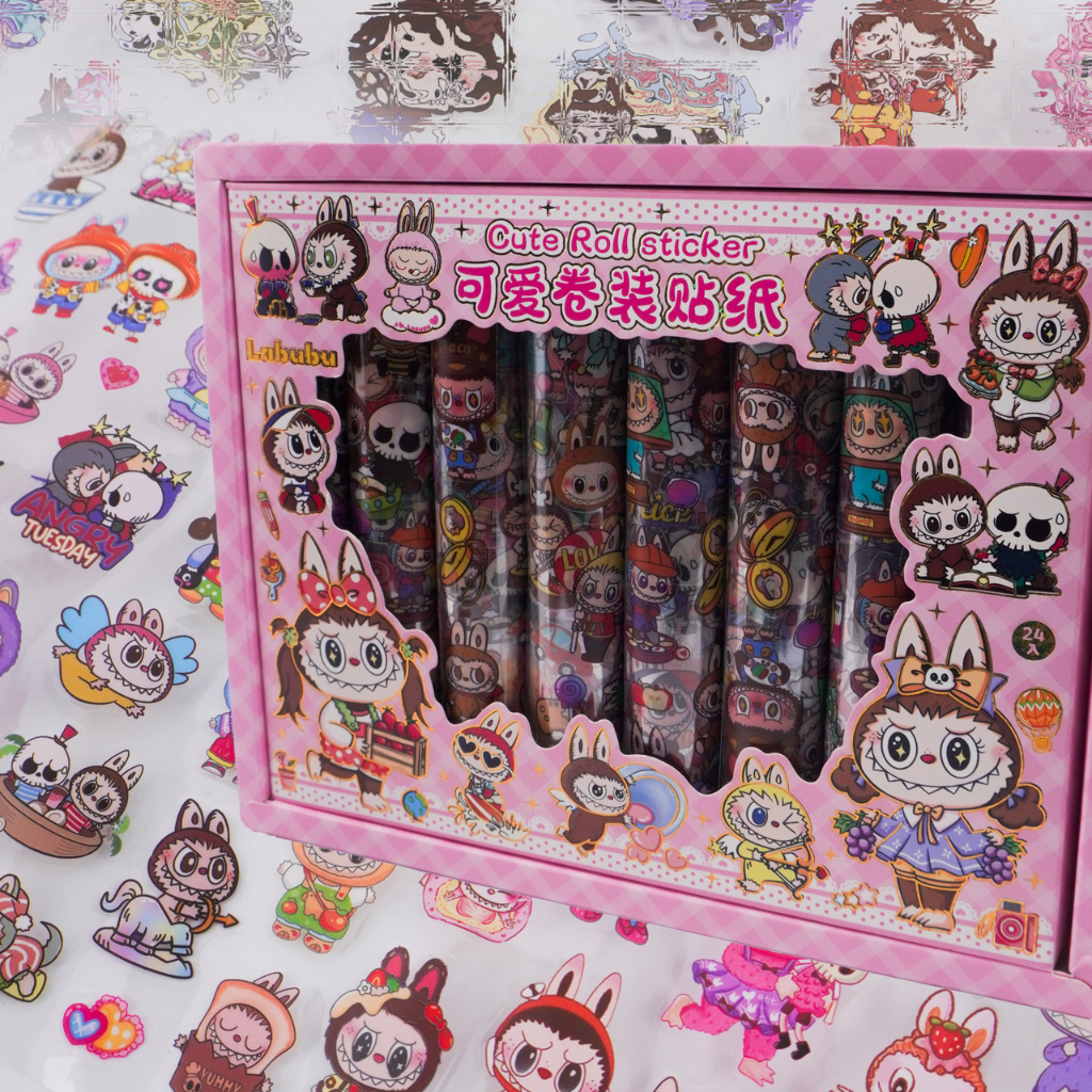 Roll of stickers-cute Labubu designs-1 ROLL | Shopee Malaysia