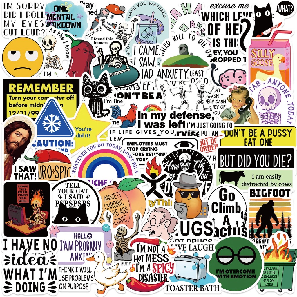 50Pcs/Set DIY Funny Snarky MEME expressions Stickers Waterproof Doodle ...