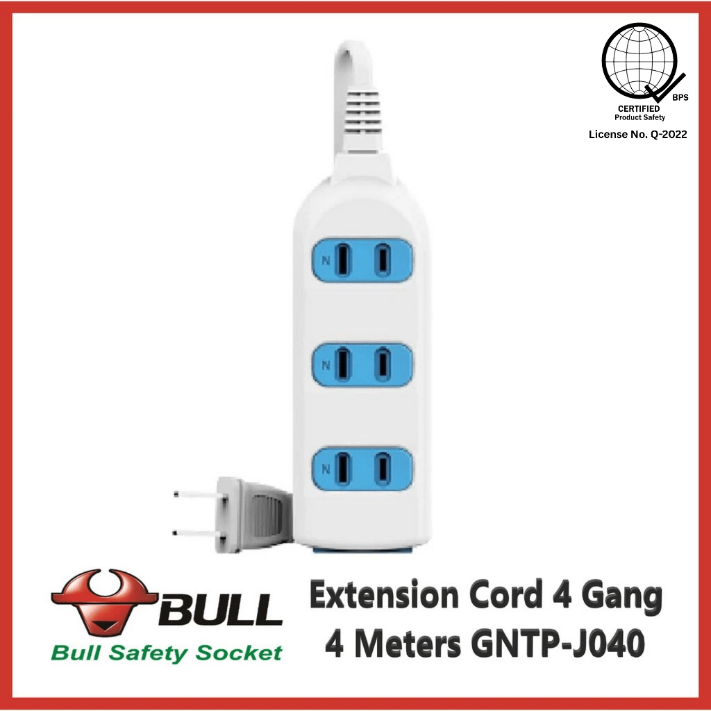 Bull Extension Cord 4 Gang 4 Meters GNTP-J040 | Shopee Malaysia