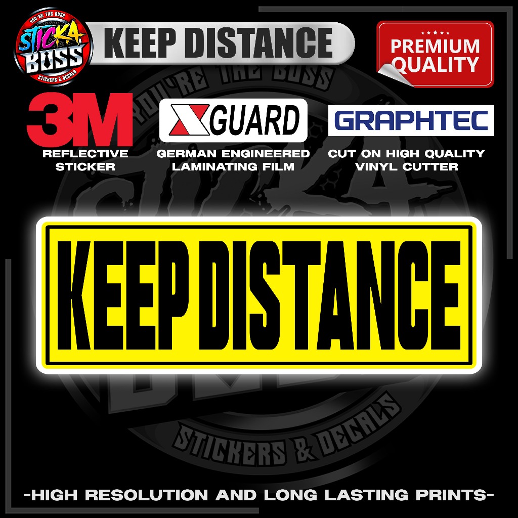 KEEP DISTANCE | 3M REFLECTIVE STICKER | PREMIUM LAMINATED【PREMIUM ...