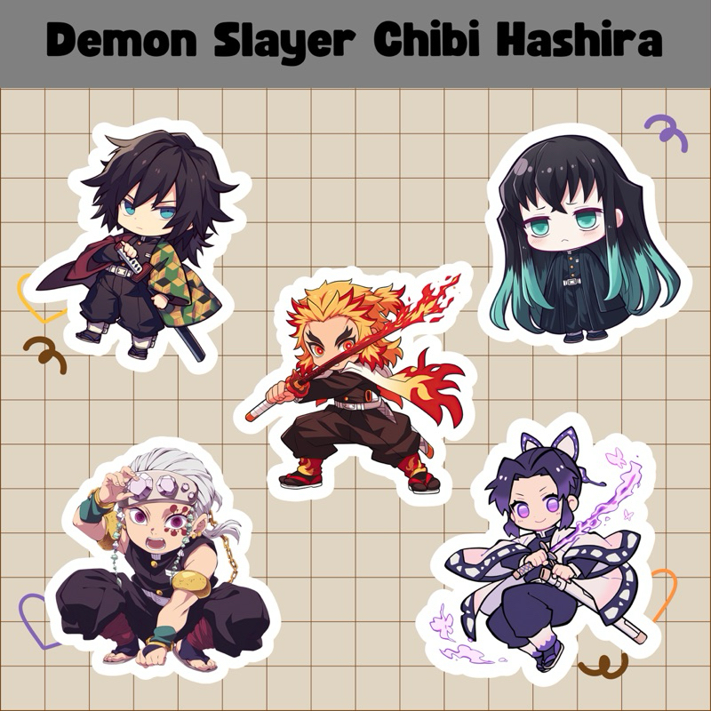 Demon Slayer Hashira Sticker Pack, Waterproof Laminated Vinyl Stickers ...