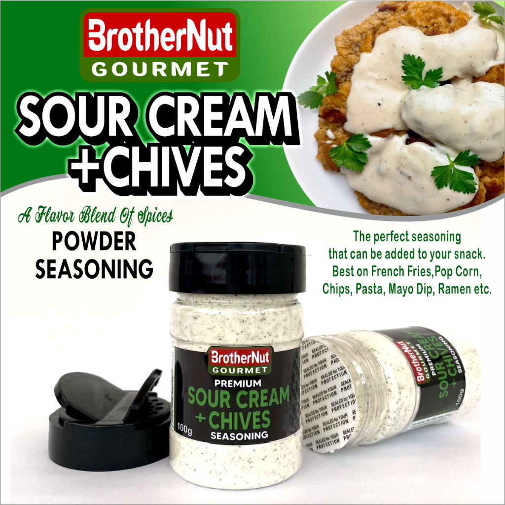 BrotherNut Premium Sour Cream + Chives Seasoning Powder 100g Flip top ...