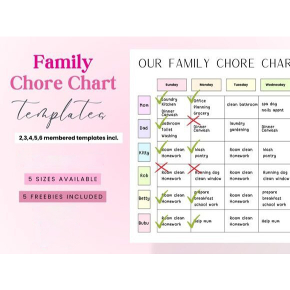 Digital Planner, Printable Family Chore Chart | Shopee Malaysia