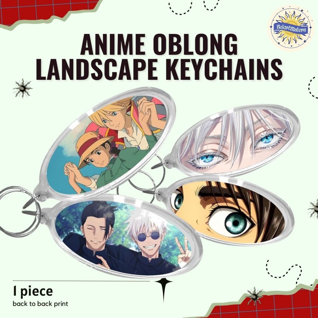 Anime Scene Eye Landscape Inspired Acrylic Keychains Oblong Manga Comic ...