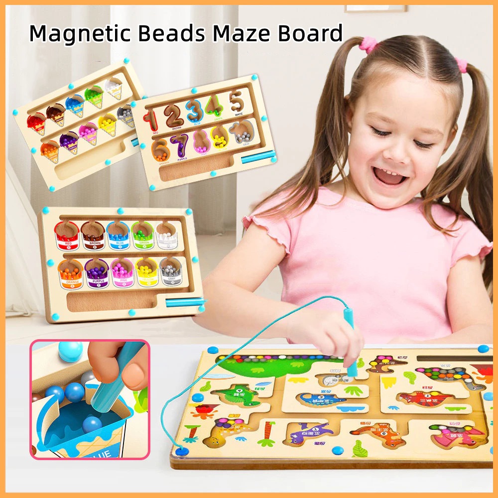Early Education wooden Toy Magnetic Color Sorting Board and Number Maze ...