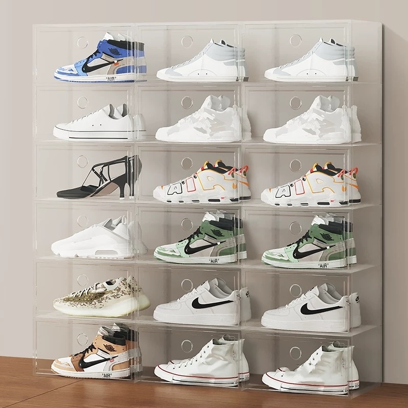 Acrylic Shoe Box Stackable Magnetic Shoe Rack Transparent Storage Box ...