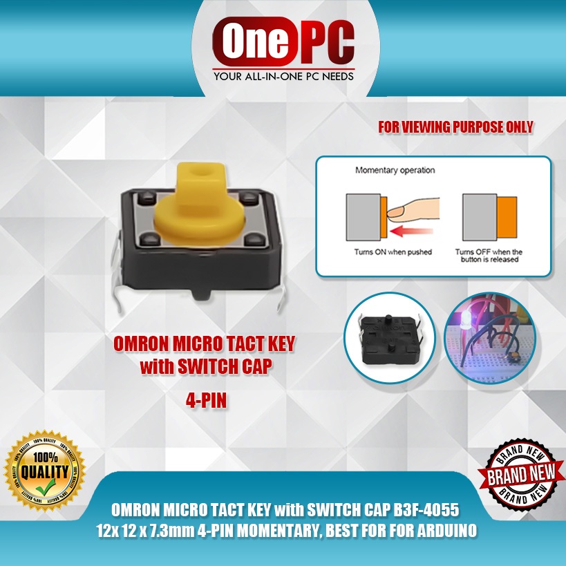ONE PC OMRON MICRO TACT KEY with SWITCH CAP B3F-4055 12x12x7.3mm 4-PIN ...