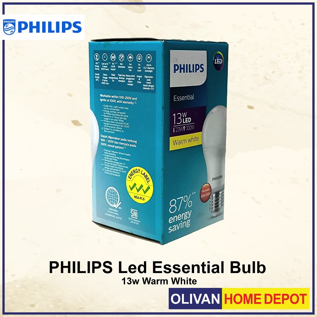 PHILIPS Led Essential Bulb 7, 9, 13 Watts Warm White | Shopee Malaysia