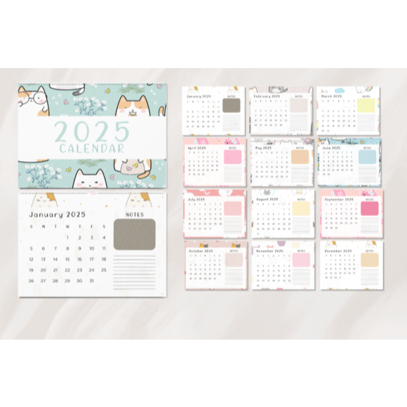 2025 Calendar, Digital 2025 Calendar, 2025 Desk Calendar, Printable