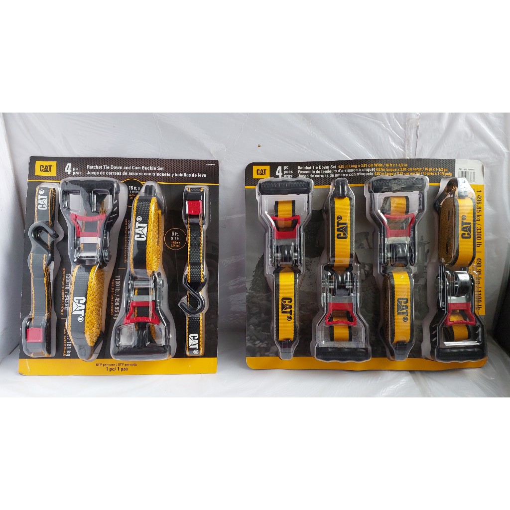 CAT (Caterpillar) Rachet Cambuckle Tie Down 4-Pack Assorted NewUSA ...