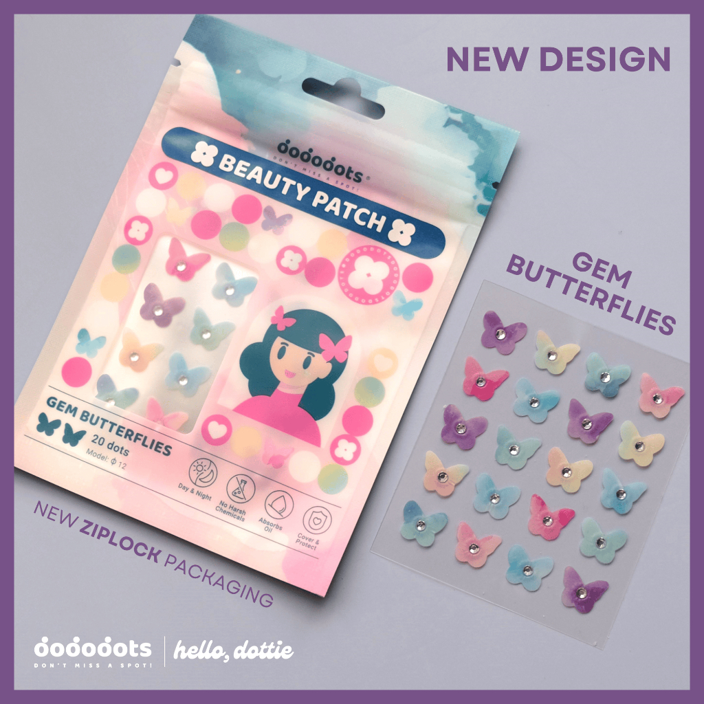 Dododots | NEW GEM BUTTERFLIES | 20 DOTS | Hydrocolloid | CUTE PIMPLE ...