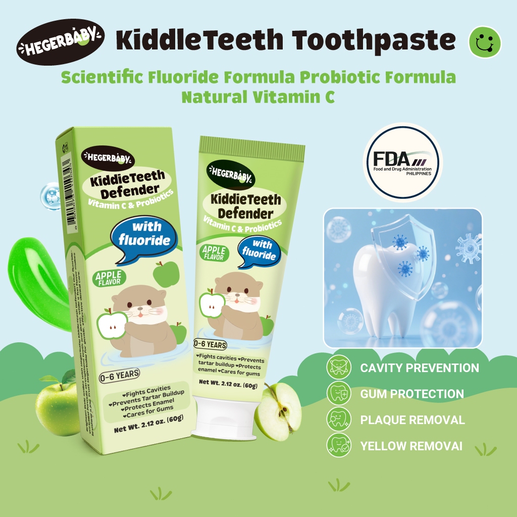 Hegerbaby Kiddieteeth Defender Toothpaste - Green Apple Flavor Kid ...