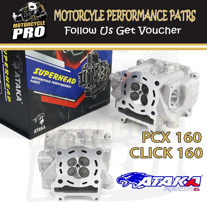 ATAKA CNC Waves 4V Cylinder Head For Click 160 PCX 160 ADV 160 (19/22 ...