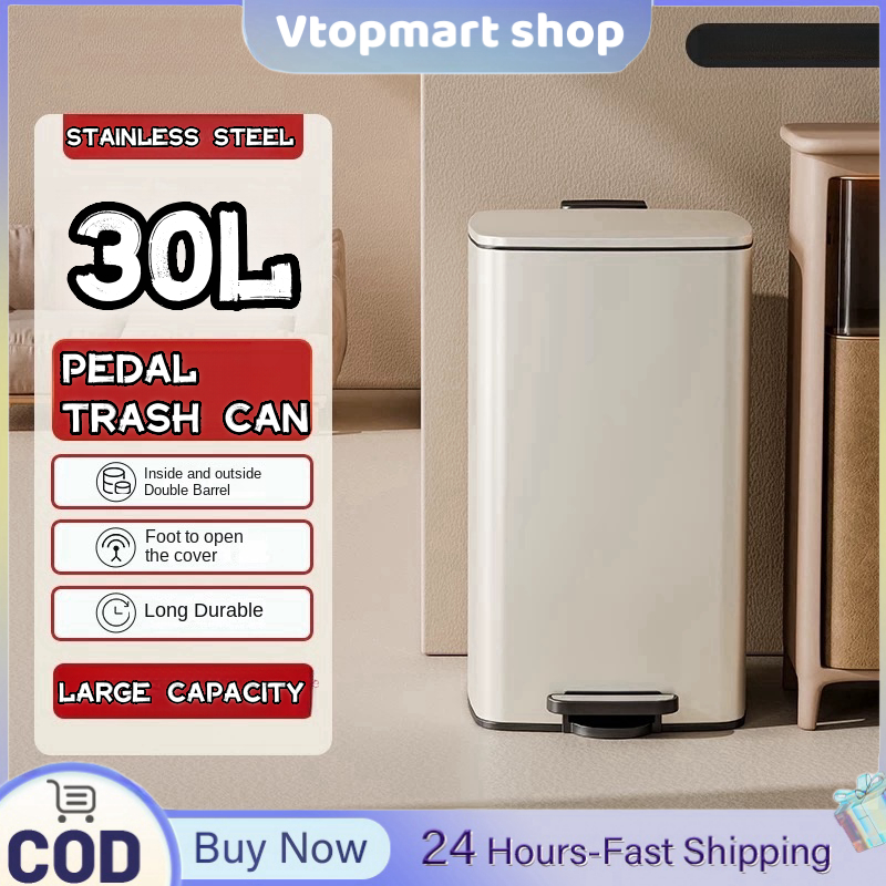 30L large capacity stainless steel pedal rubbish bin Anti Rust dustbin ...