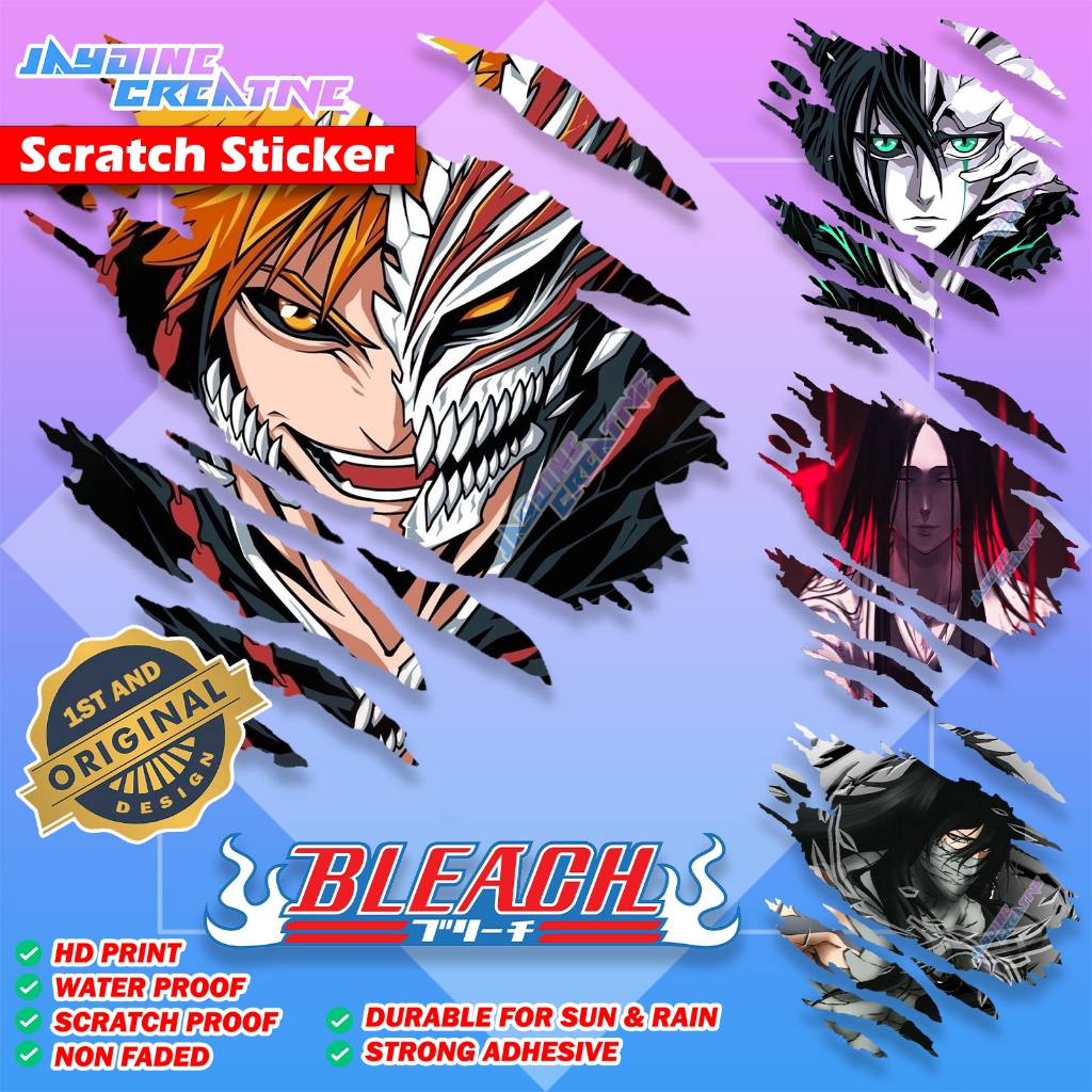 Bleach Scratch Design Sticker, Indoor Outdoor Vinyl Sticker, Waterproof ...