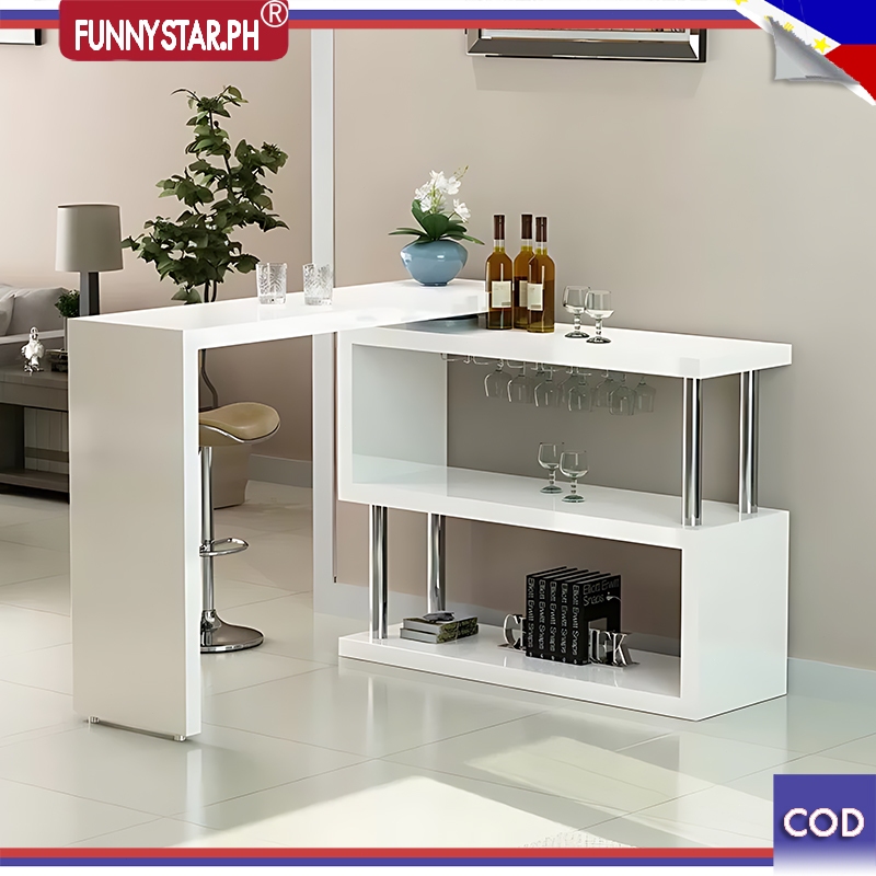 360 Rotating Computer Table Study Desk 3-layer Bookshelf Office Table ...