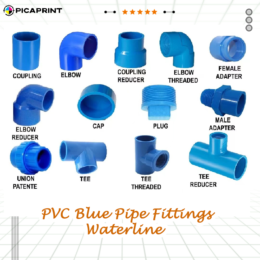 1pc PVC Blue Pipe Fittings Water Line Coupling Elbow Cap Tee Male ...