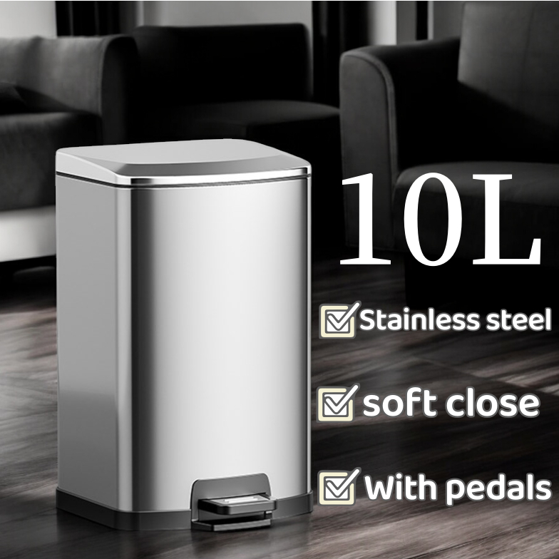 Stainless Foot Pedal Trash Bin Waste Can with Plastic Bucket Inside ...