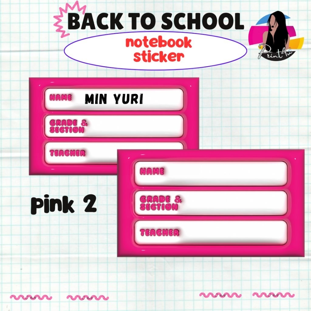 notebook sticker name, grade section, teacher back to school subject ...