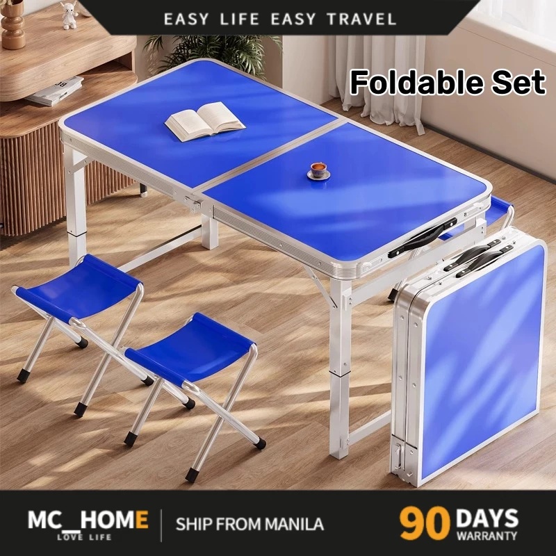 MC Outdoor Foldable Table Set Folding Table with 4 chair Height ...