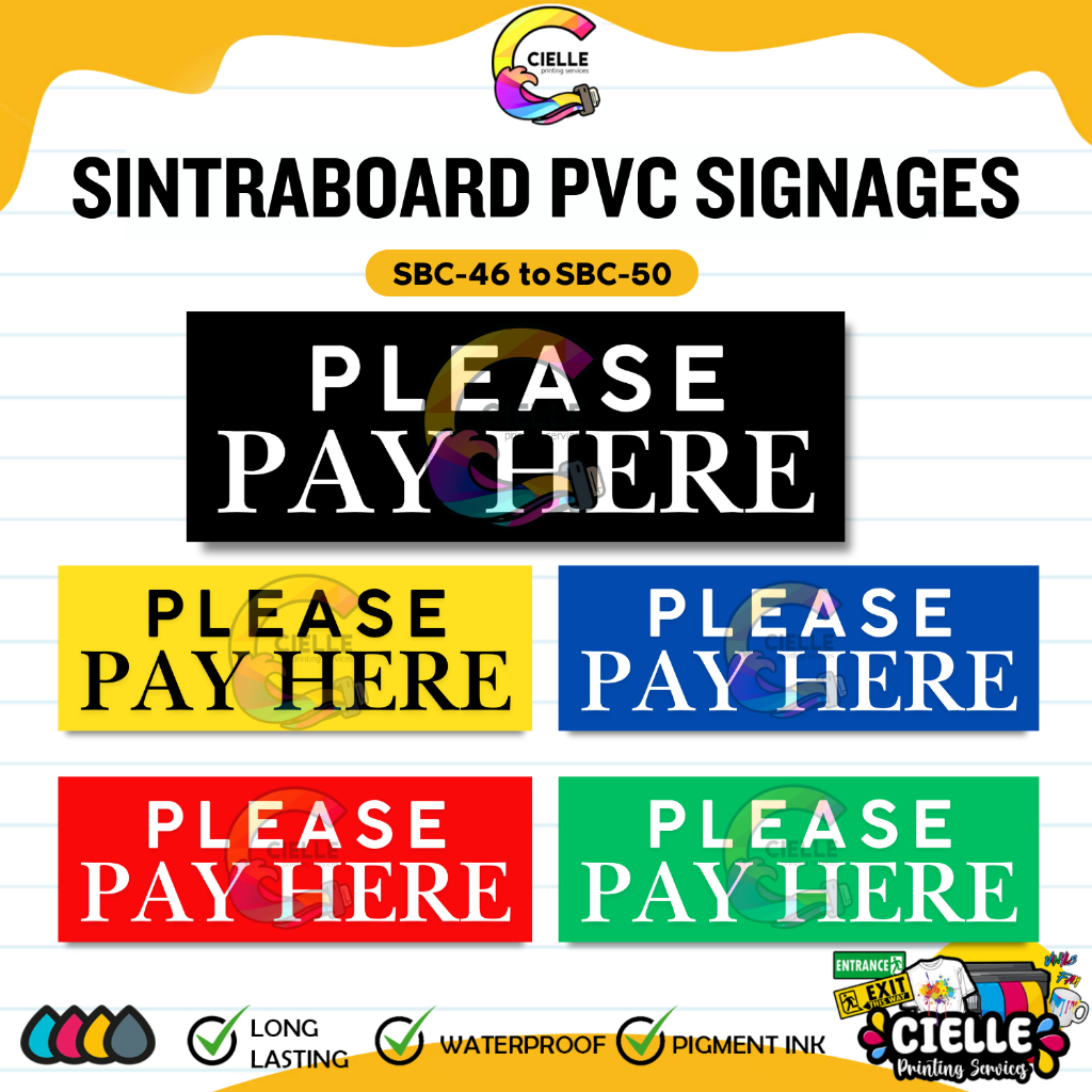 SINTRA PVC SIGNAGES (SBC-46 to SBC-50) - PLEASE PAY HERE Waterproof ...