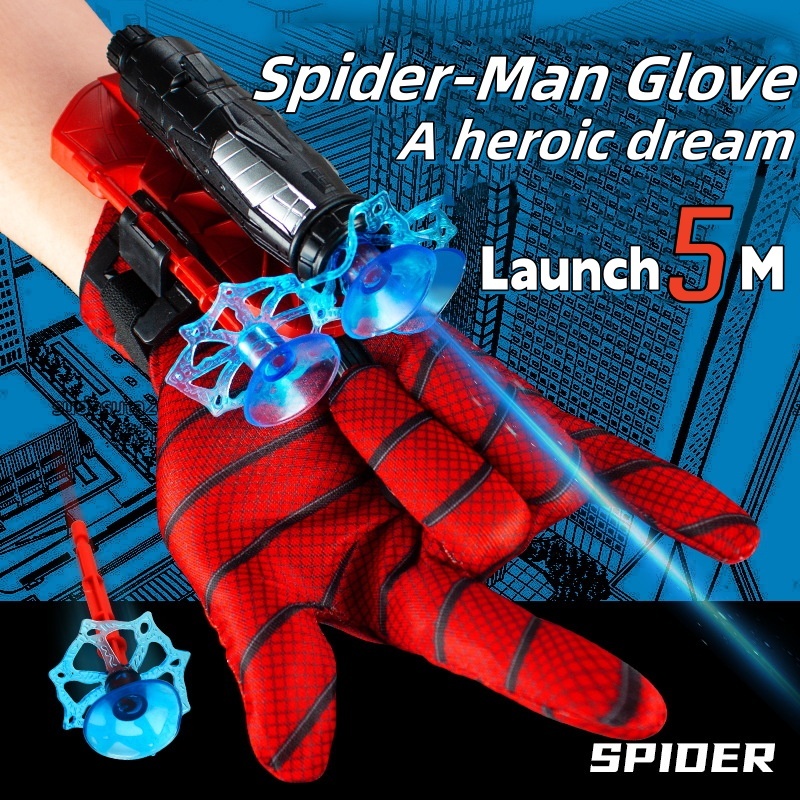 UE Stock Lernspielzeug 2er Set Kinder Spiderman Web Shooter Launcher Handschuh Mit 6 Pfeile, Für Spannenden Spielspaß