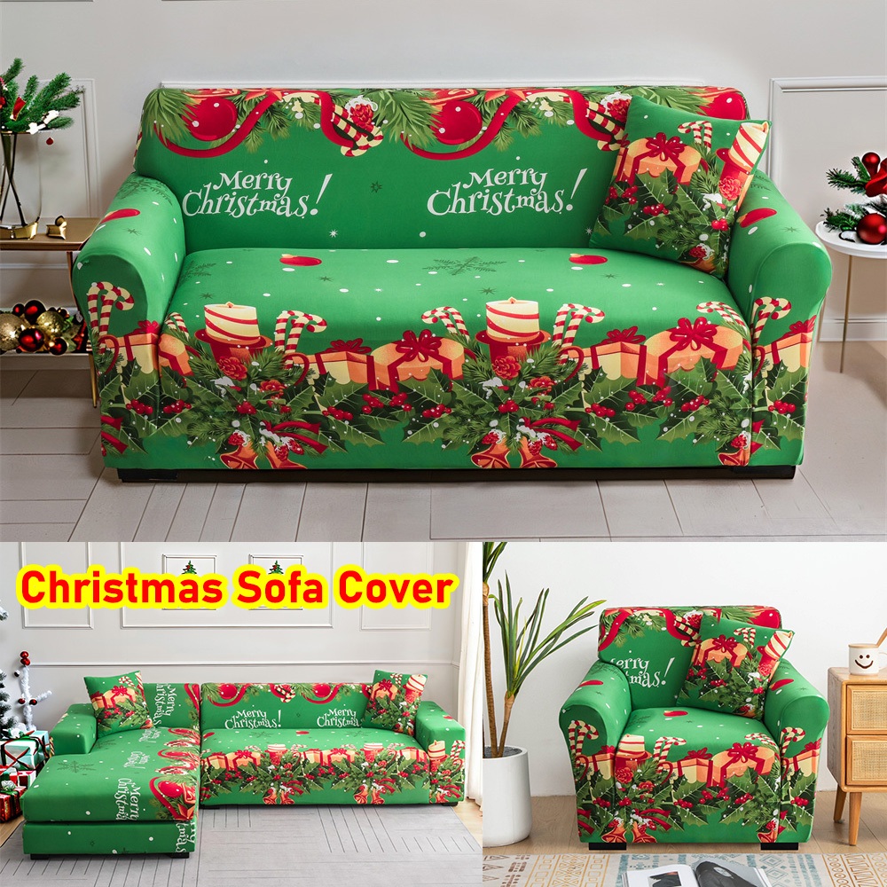 Christmas Printed Sofa Cover Christmas Decoration Universal Elastic Sofa Seat Cover Sala Set Cover Shopee Malaysia