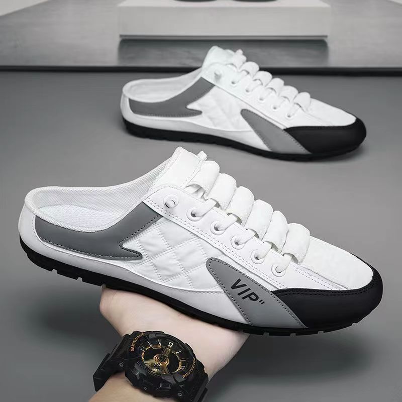 MEN S LEATHER LOAFER TOPSIDER SHOES Summer Rubber Half Loafer Half shoes size 39 44 Shopee Malaysia