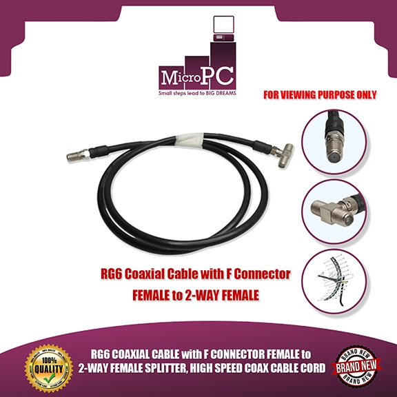 MICRO PC RG6 COAXIAL CABLE with F CONNECTOR FEMALE to 2-WAY FEMALE ...