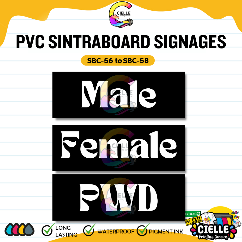 SINTRA PVC SIGNAGES (SBC-56 to SBC-58) - MALE/FEMALE /PWD Waterproof ...