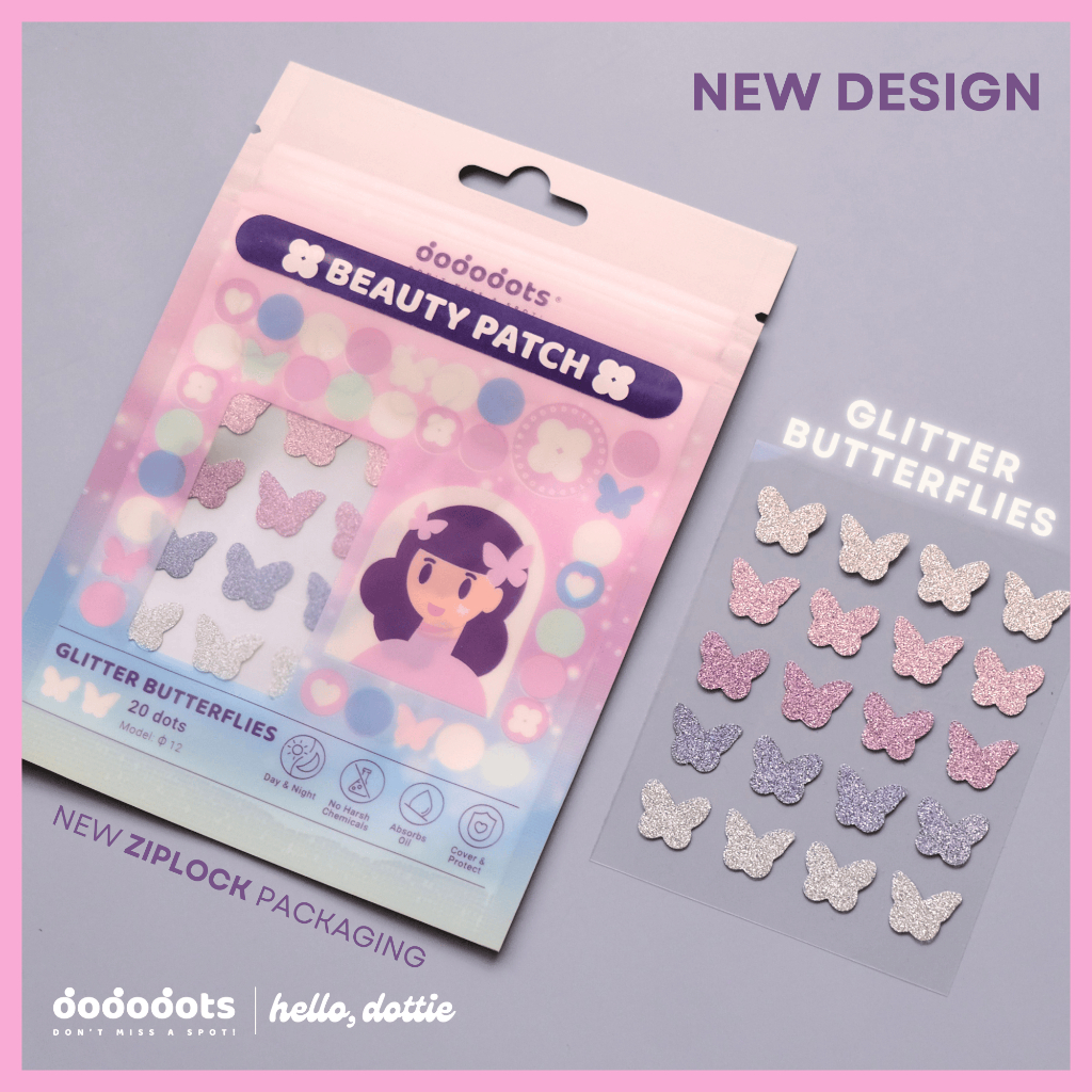 Dododots | NEW GLITTER BUTTERFLIES | 20 DOTS | Hydrocolloid | CUTE ...