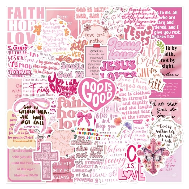 55 pcs pink color Bible verse stickers | Shopee Malaysia