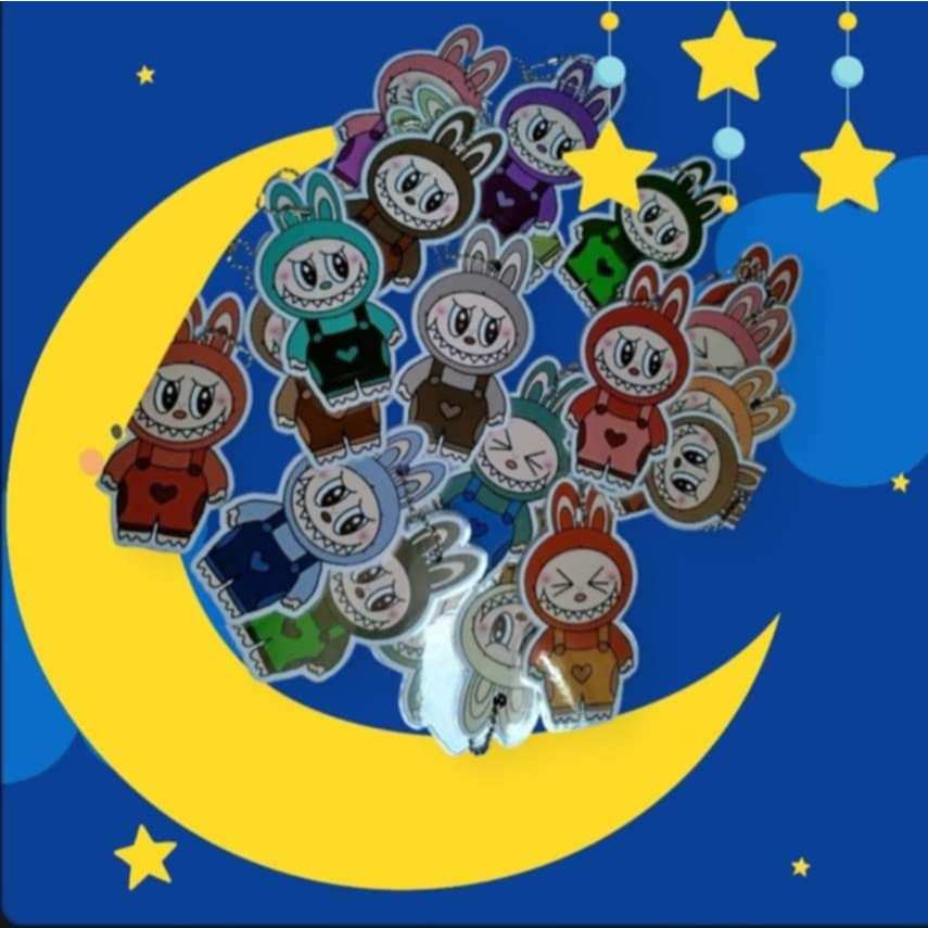 LABUBU Cartoon Character Laminated Keychain | Shopee Malaysia