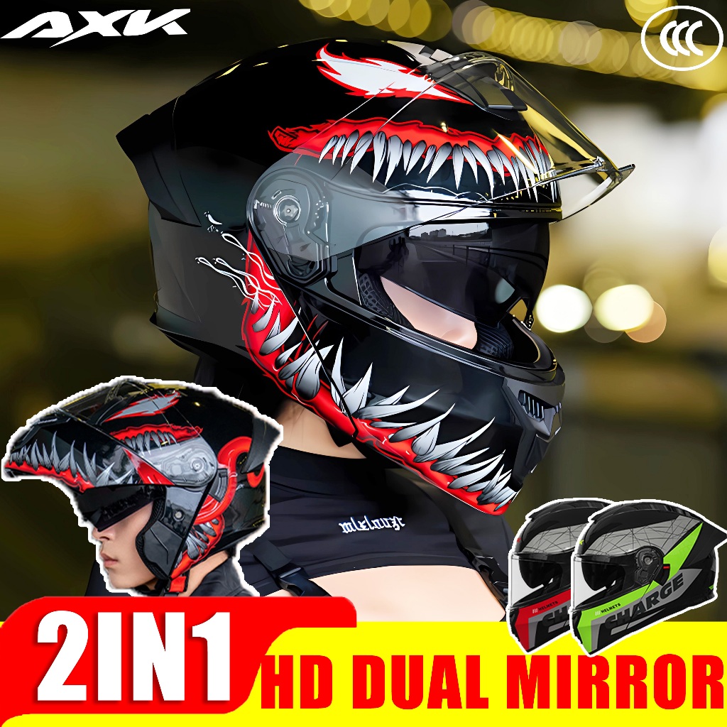2in1ICC Stickers Helmet Full Face Dual Visor Road Racing Helmet ...